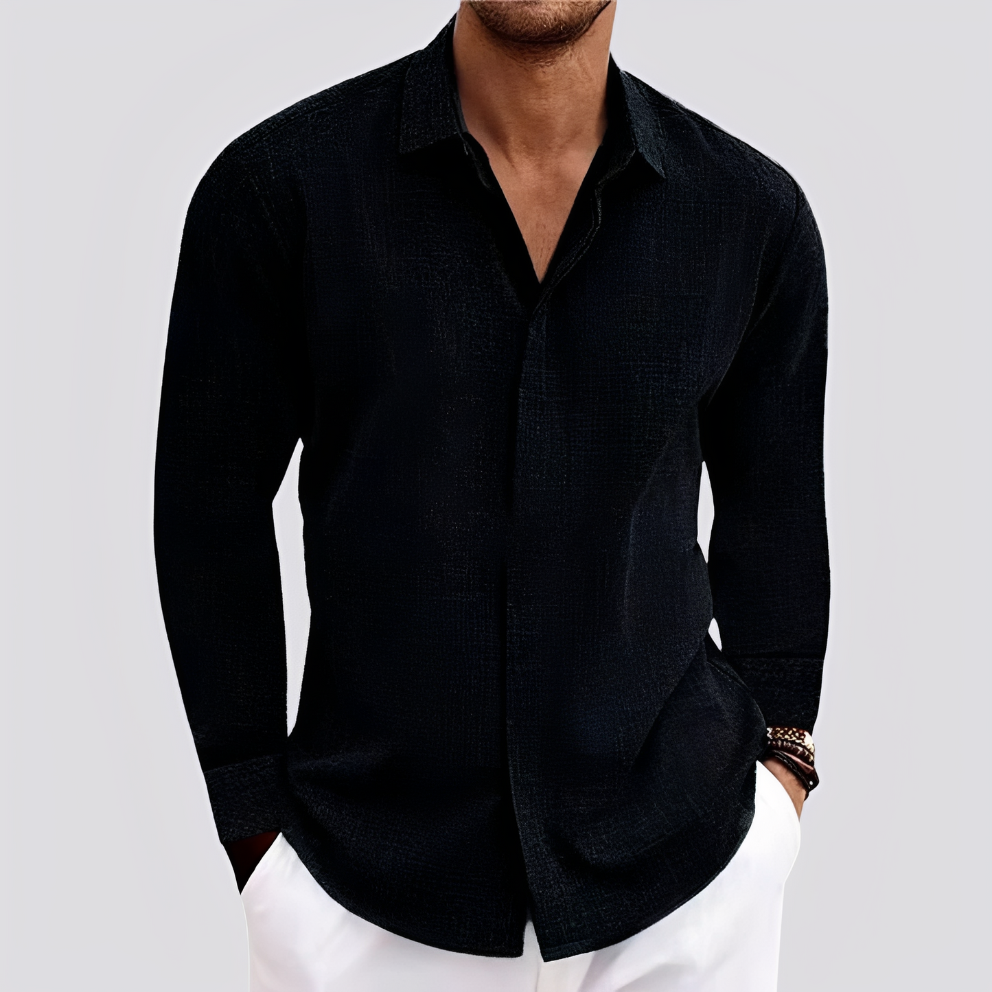 Felix - Luftiges Leinenhemd mit langen Ärmeln für Herren